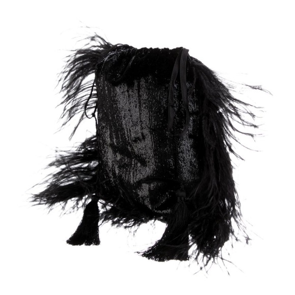 Attico feather trimmed velvet bag NWT - Picture 2 of 4